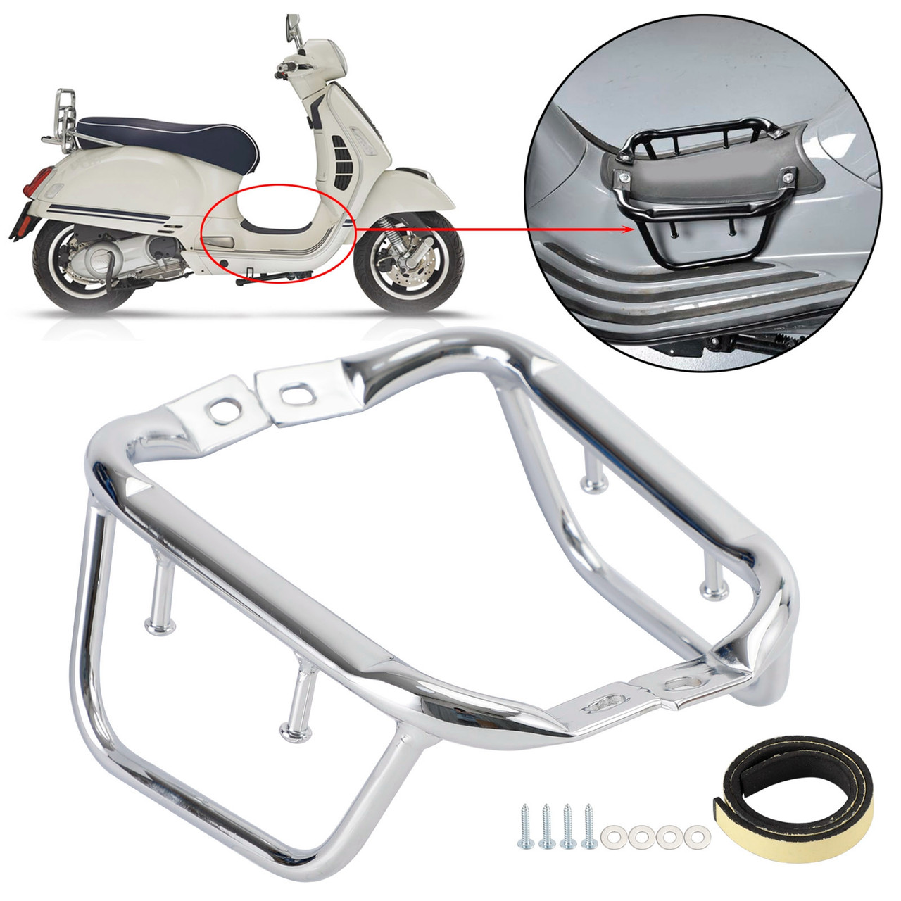 Floor Board Side Rack Carrier Chrome For Vespa Primavera Sprint 50 125 150