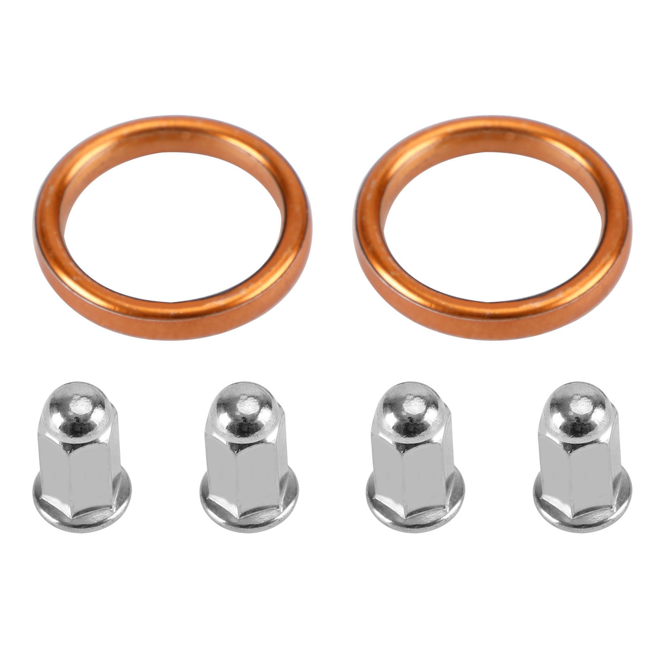 2 Exhaust Gaskets & 4 Cap Nuts For Honda CB/CL160/175/200 XL/XR250/350/500/600