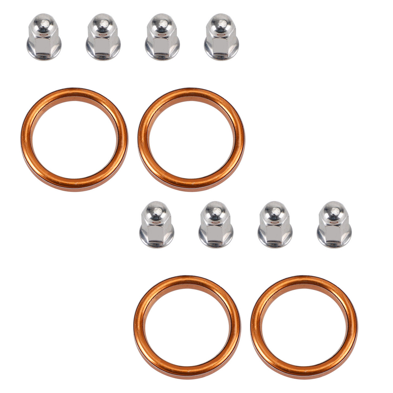 4 Exhaust Gaskets & 8 Cap Nuts For Honda CB500 CB550 VF500/700/750 VFR750/800