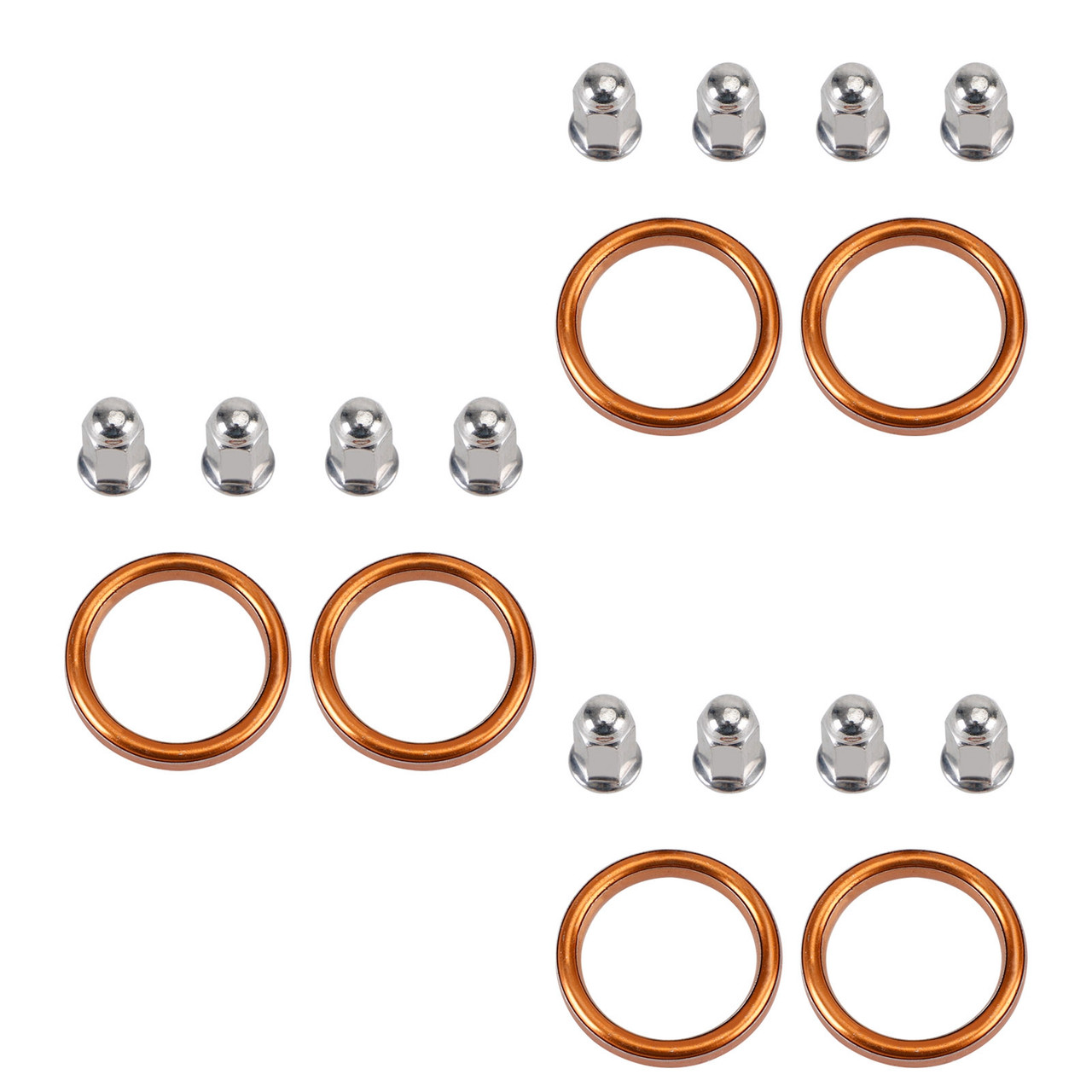 6 Exhaust Gaskets & 12 Cap Nuts For Honda Goldwing GL1500 Valkyrie GL1800 Rune