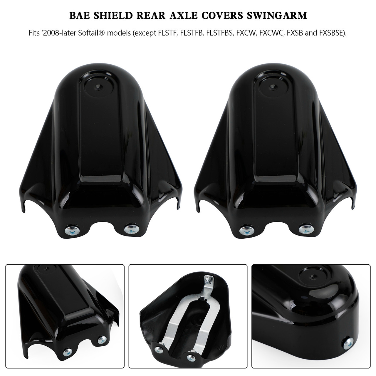 Bar Shield Rear Axle Covers Swingarm For Softail FLS FLSTN 2008-2020 BLK Bar Shield Rear Axle Covers Swingarm For Softail FLS FLSTN 2008-2020 BLK