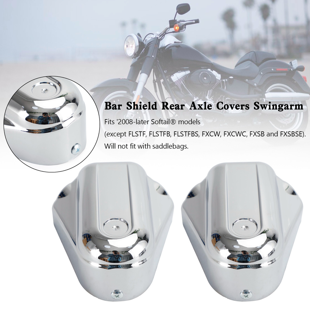 Bar Shield Rear Axle Covers Swingarm For Softail FLS FLSTN 2008-2020 CHR Bar Shield Rear Axle Covers Swingarm For Softail FLS FLSTN 2008-2020 CHR