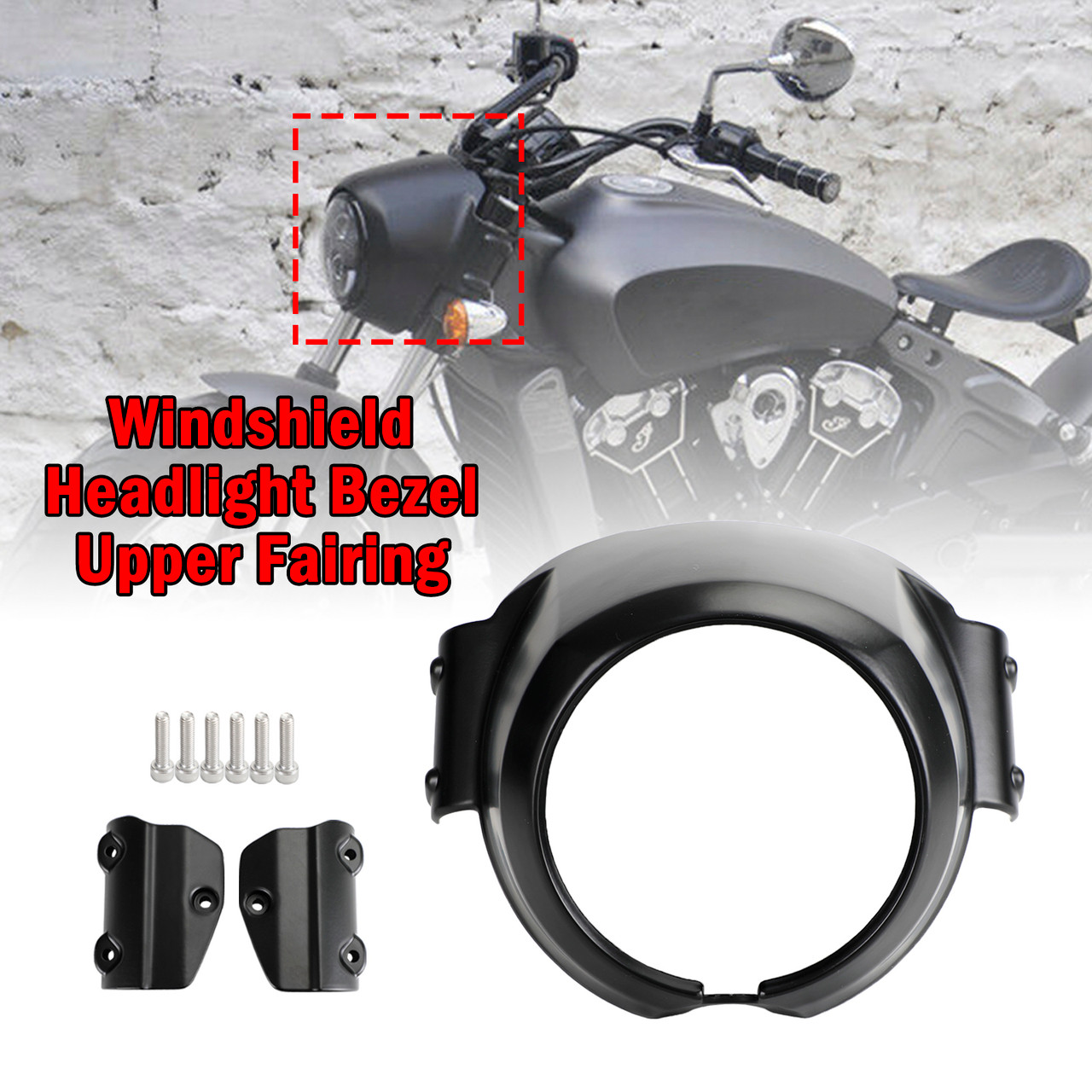 Windshield Headlight Bezel Upper Fairing fit For Indian Scout 2015-2022