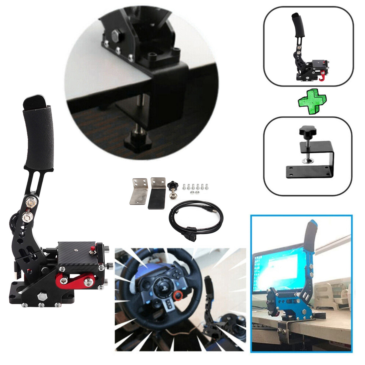 14Bit PS4/PS5 USB3.0 Handbrake Kits for Racing Games Steering Wheel Stand G29 BLK