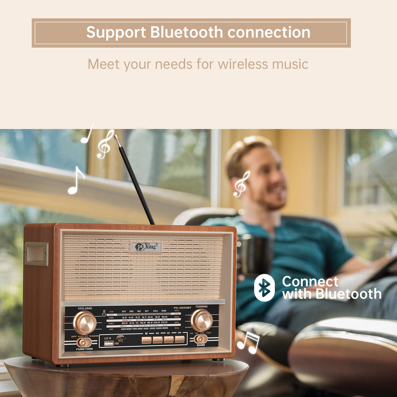 Retro-Style Decorative Radio Multifunction Music Player Bluetooth