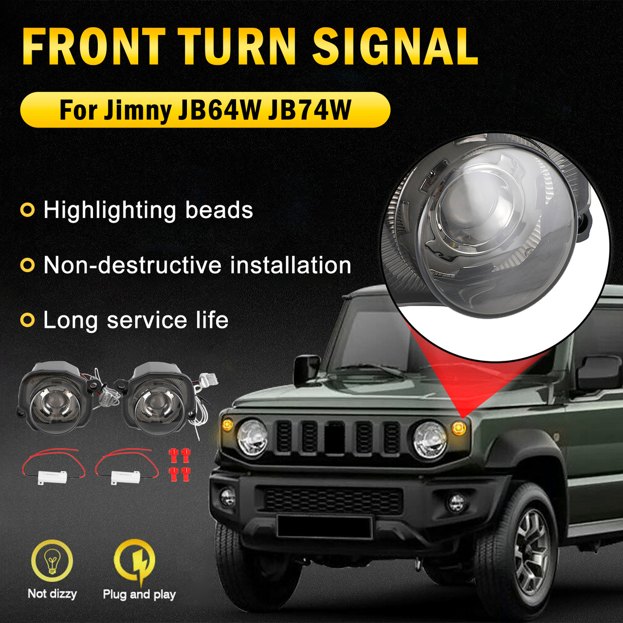 Pair of Front Turn Signal Lamp Light For Suzuki Jimny JB64 JB74 2019-2021 Smoked