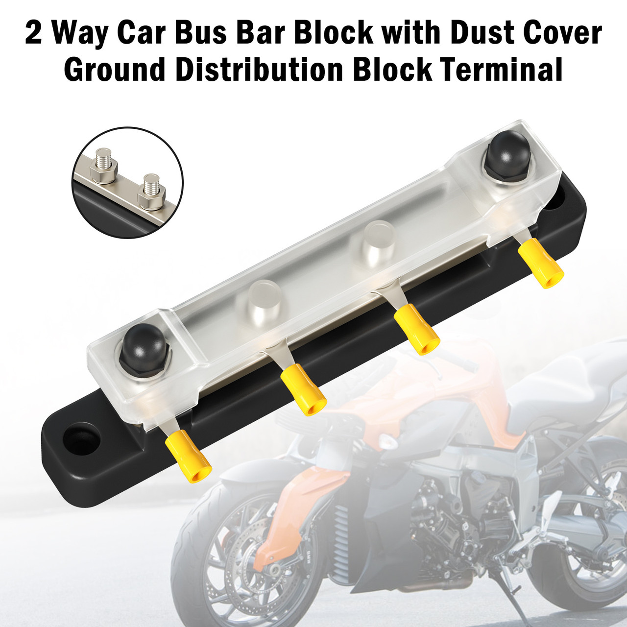 2 Way 150A Car Bus Bar Block with Dust Cover Ground Distribution Block Terminal