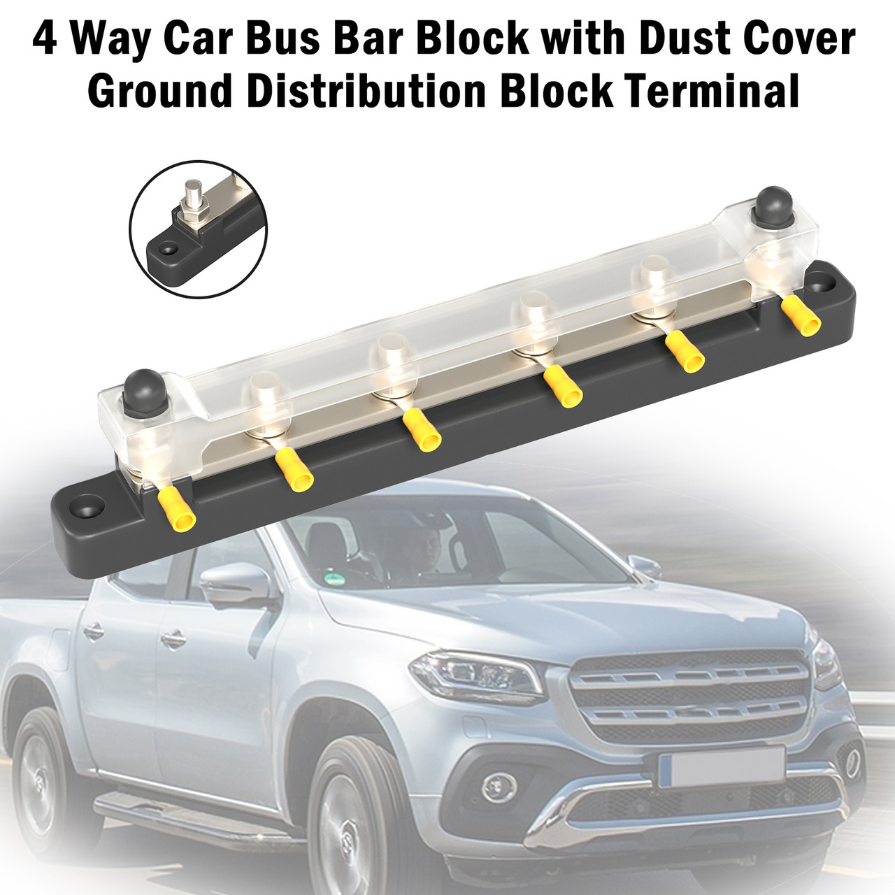 4 Way 150A Car Bus Bar Block with Dust Cover Ground Distribution Block Terminal