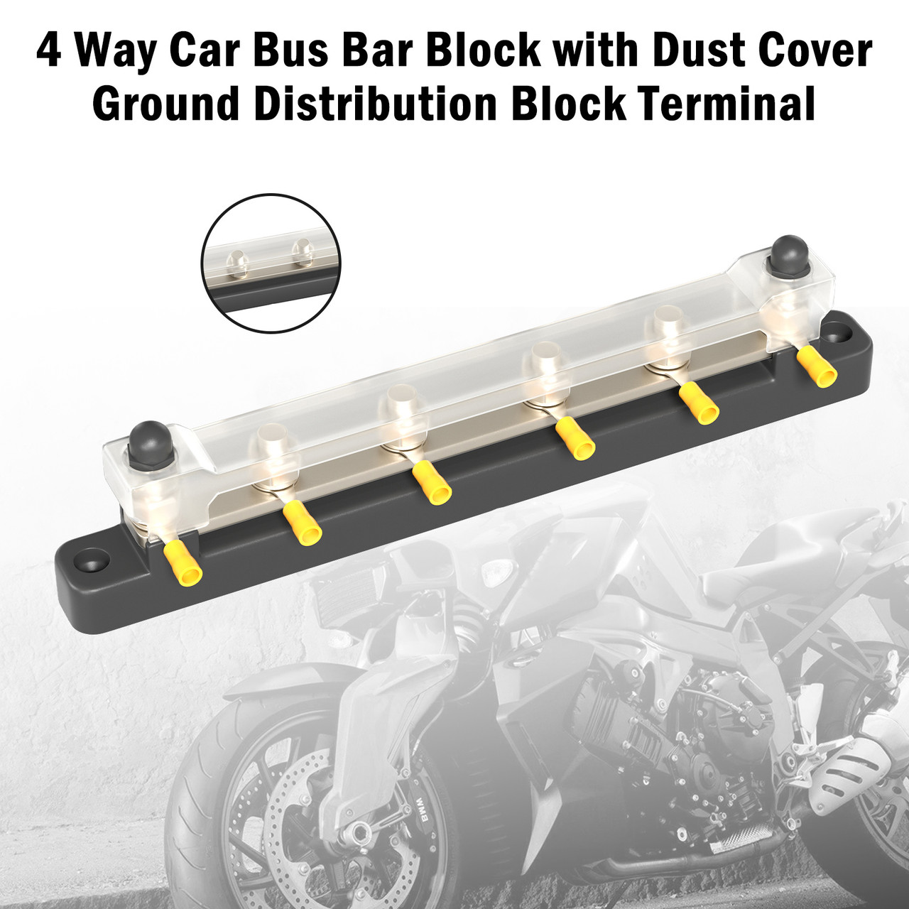 4 Way 150A Car Bus Bar Block with Dust Cover Ground Distribution Block Terminal