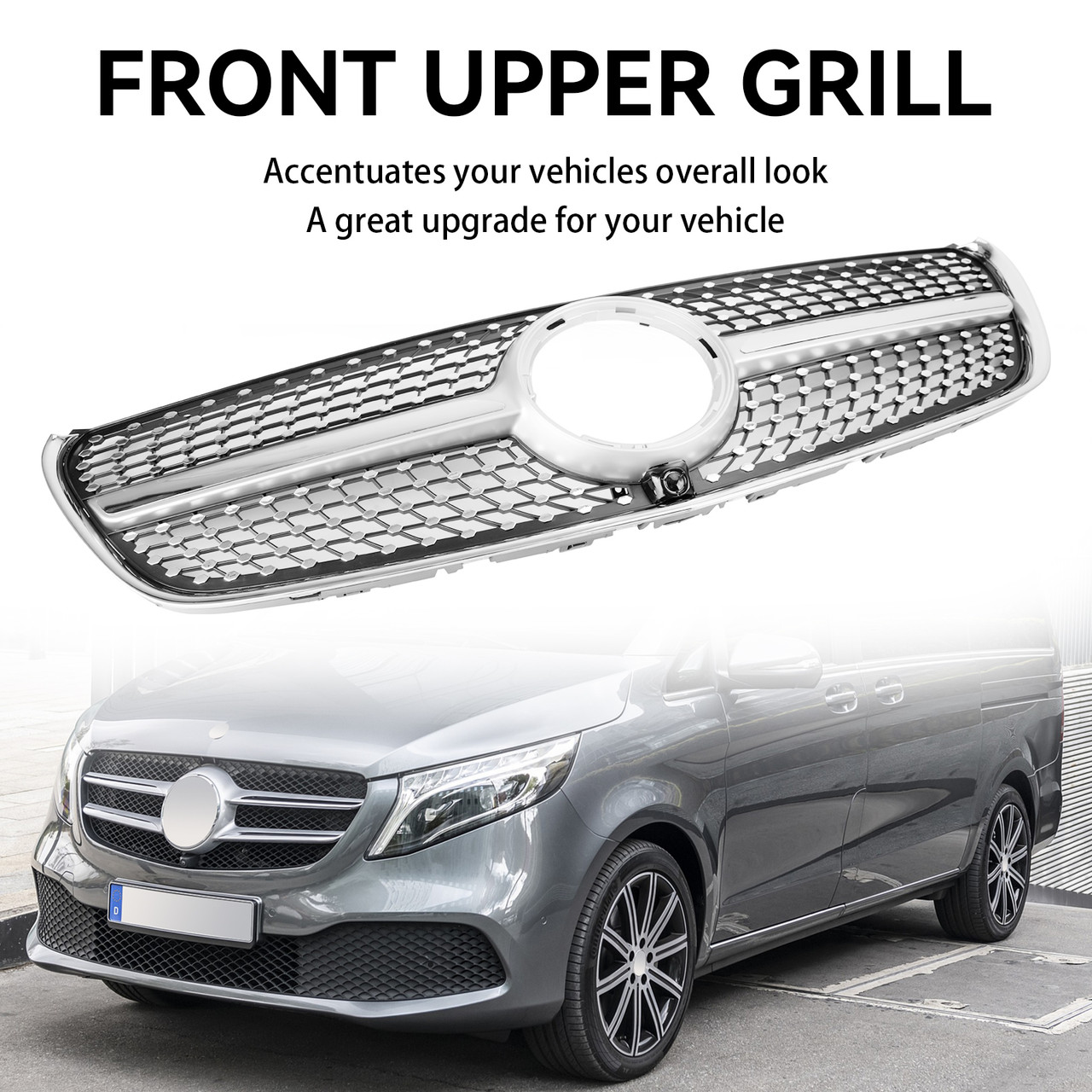 14-19 Mercedes Benz V-Class W447 Front Upper Grille Grill Diamond