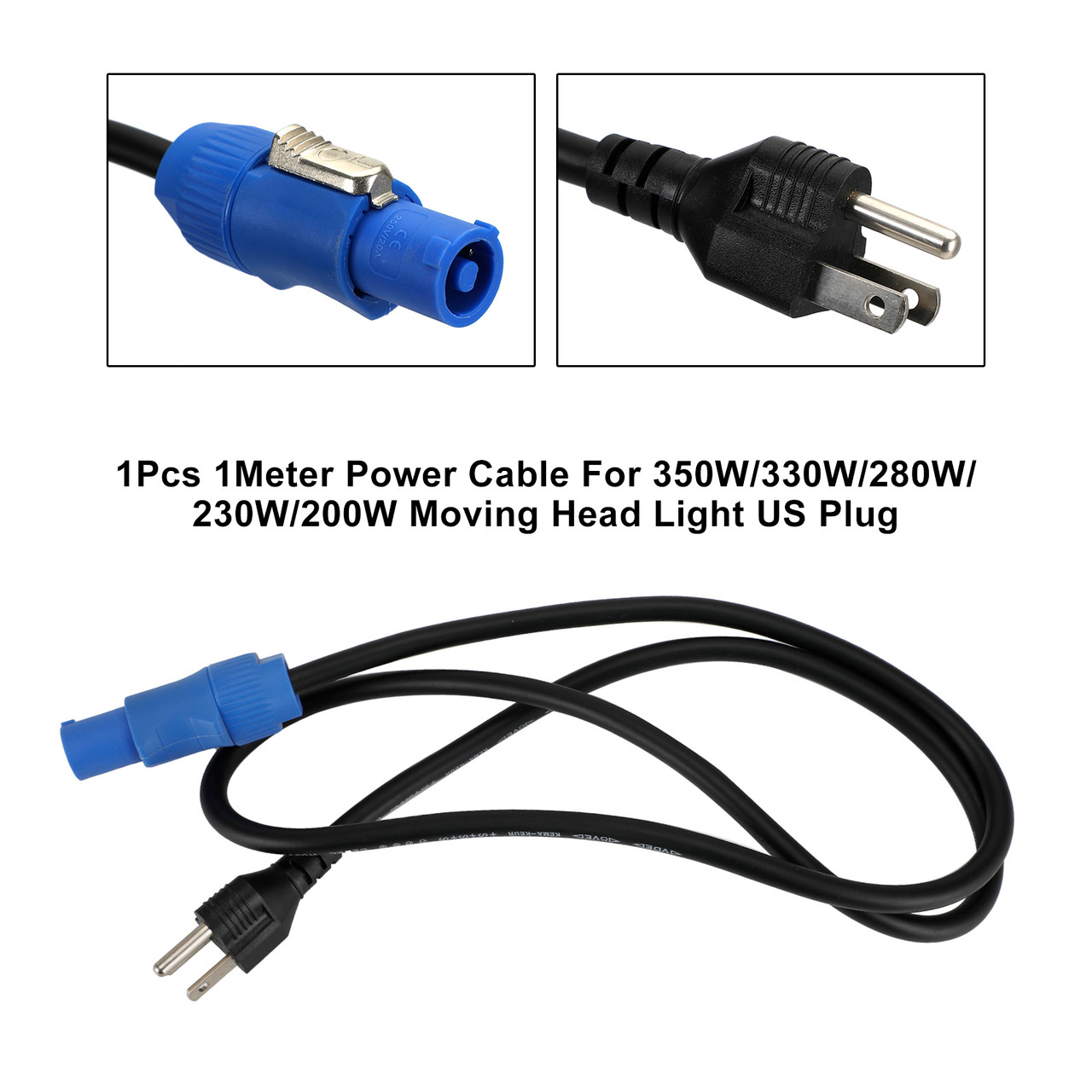 1Pcs 1Meter Power Cable For 350W/330W/280W/230W/200W Moving Head Light US Plug
