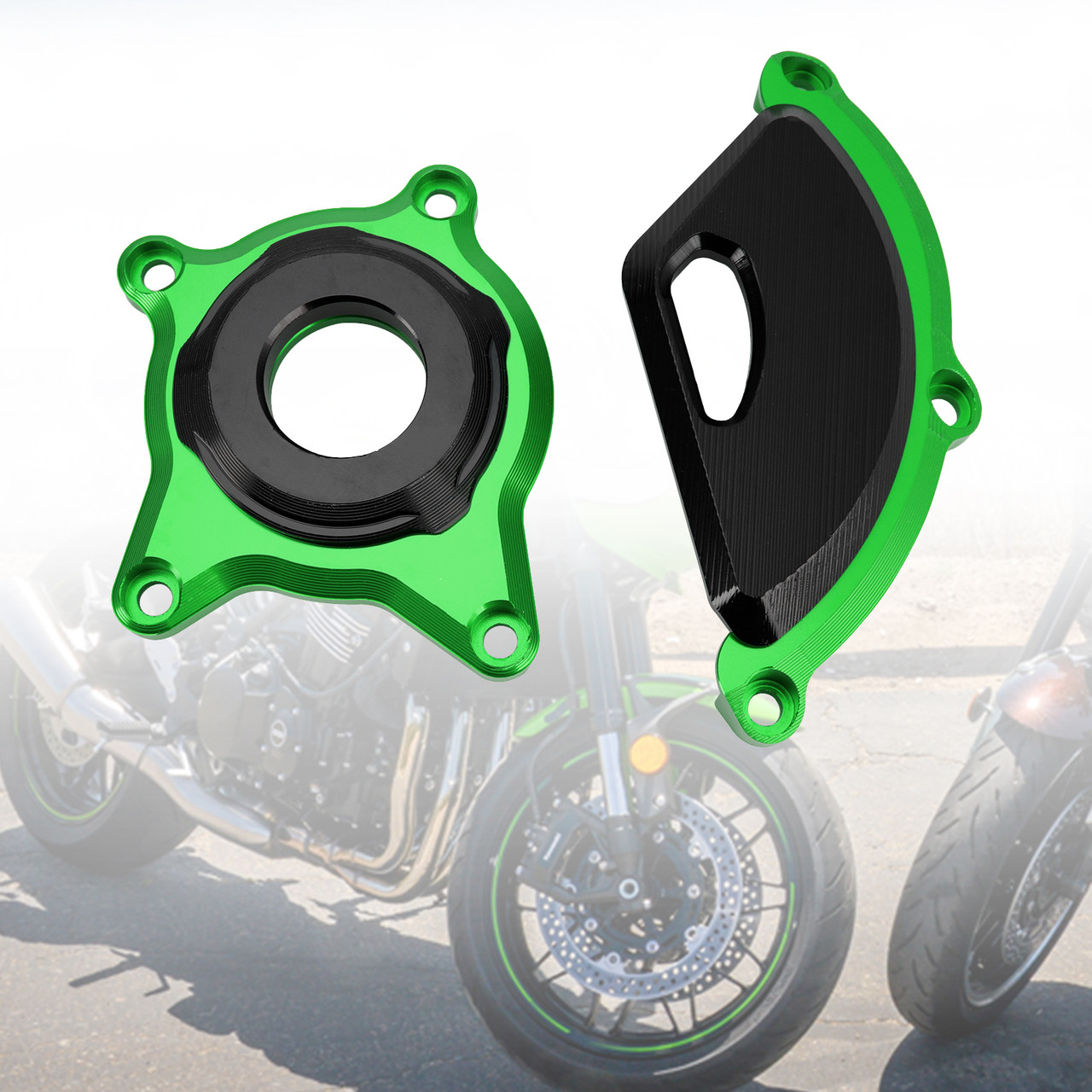 Plastic Engine Protector Covers Slider Green For Kawasaki Z900 Rs Cafe 2017-2023