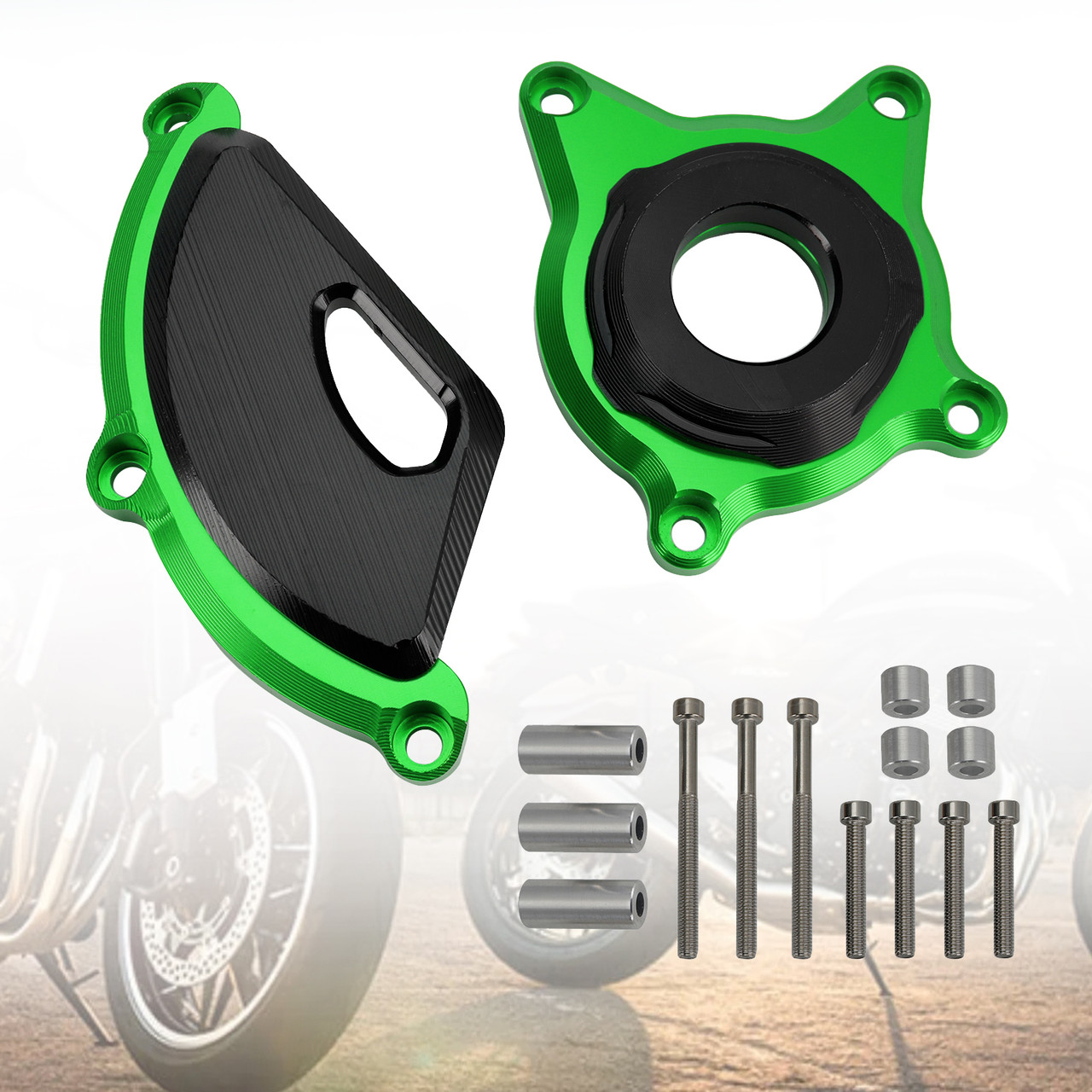 Plastic Engine Protector Covers Slider Green For Kawasaki Z900 Rs Cafe 2017-2023