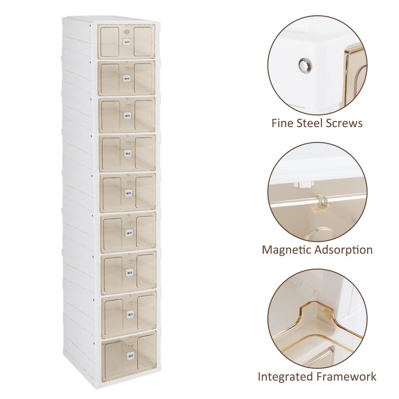 9 Pairs Stackable Shoe Storage Cabinet Drawer Box Plastic Frame