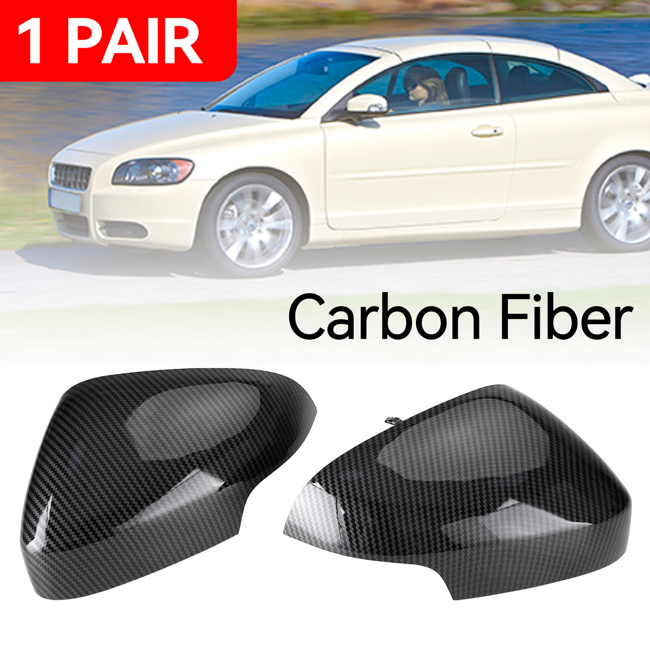 Carbon Fiber Rearview Side Mirror Cover Cap for Volvo S80 2008-2013