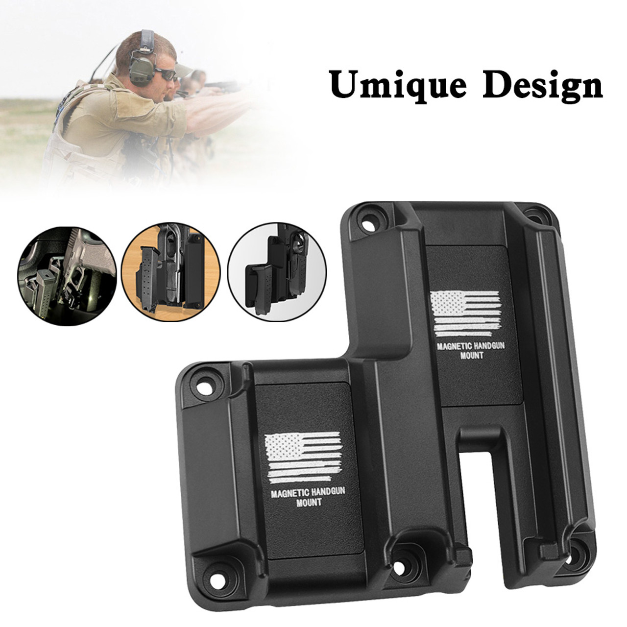 Double Layer ClipGun Magnet Mount Magnetic Concealed Gun Holster Pistol Holder