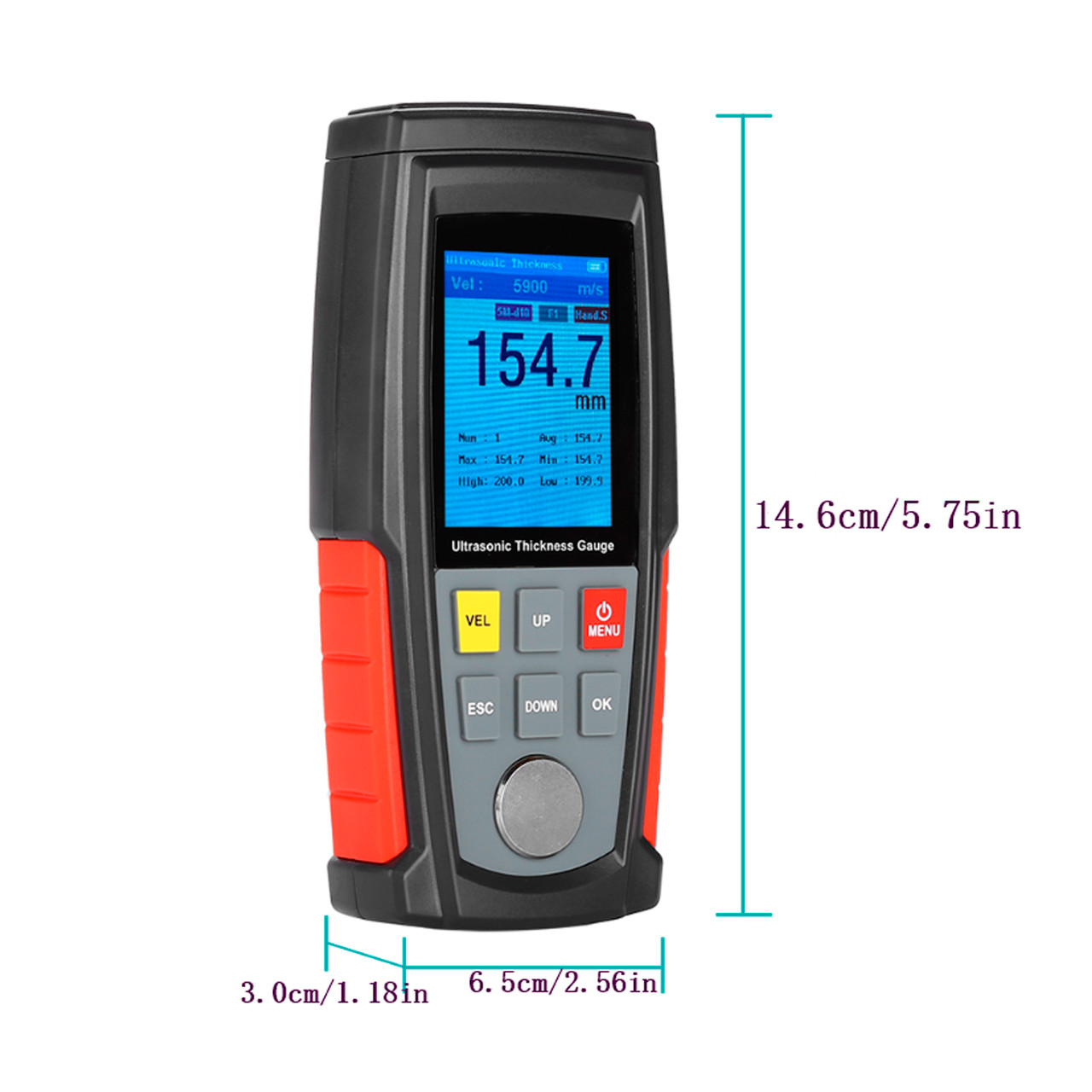 WT100A Smart Sensor LCD Ultrasonic Thickness Gauge Sound Velocity Tester