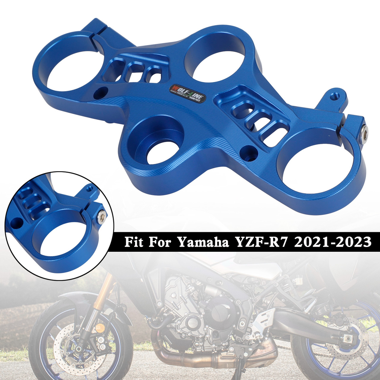 Aluminum Upper Front Top Triple Tree Clamp For Yamaha YZF-R7 2021-2023 BLU