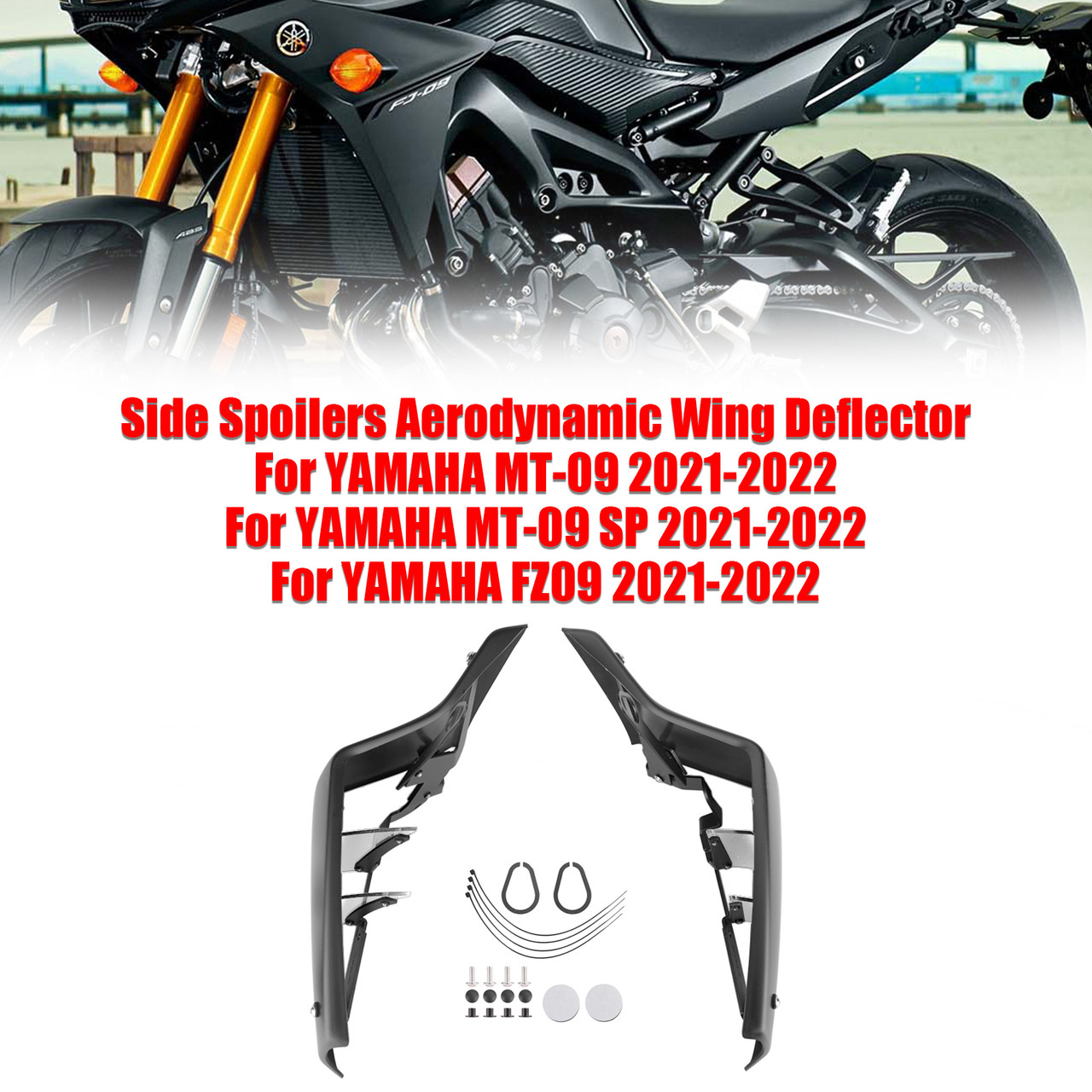 Side Spoilers Aerodynamic Wing Deflector For YAMAHA MT-09 SP FZ09 2021-2022 CLE