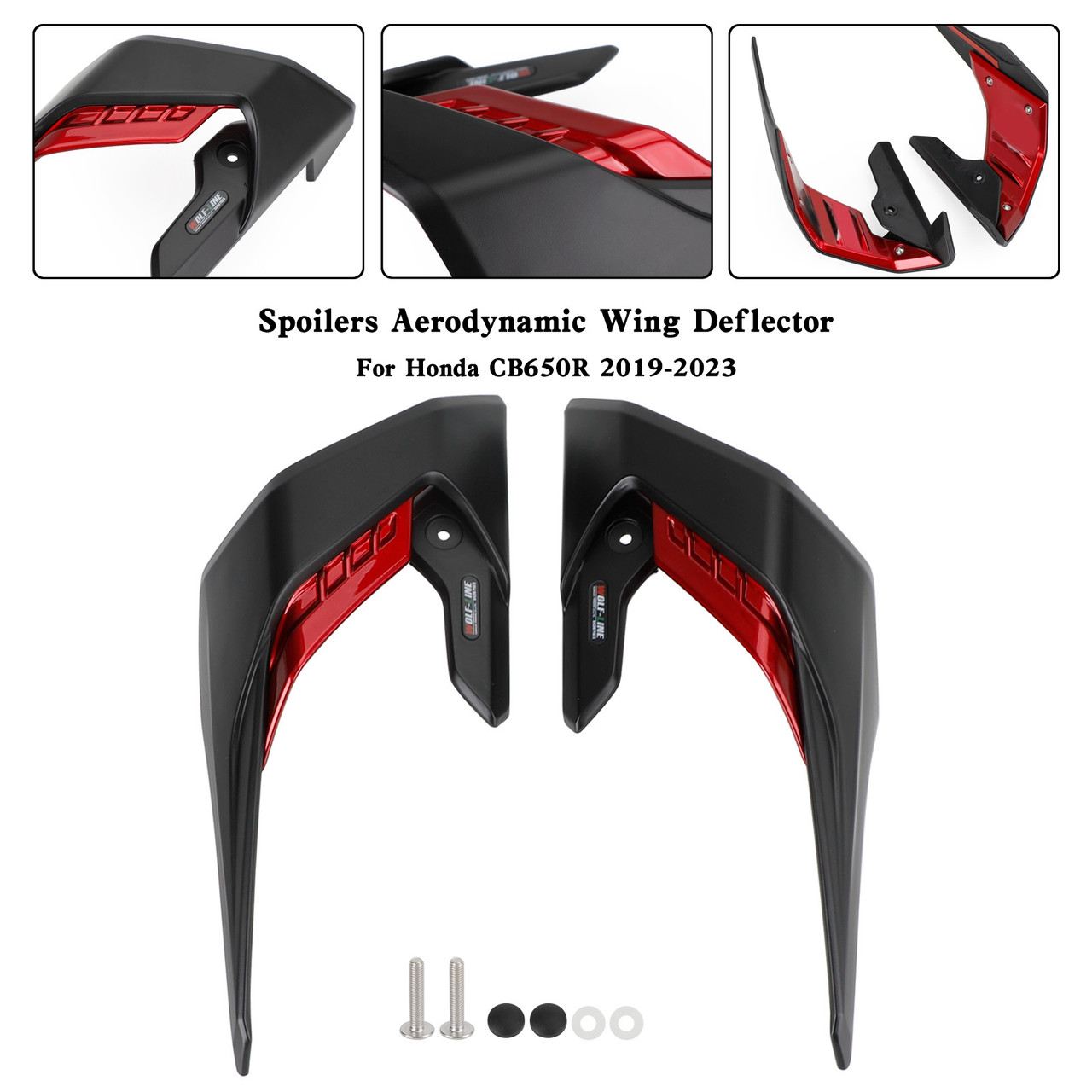 Side Spoilers Aerodynamic Wing Deflector Fairing For Honda CB650R 2019-2023 RED