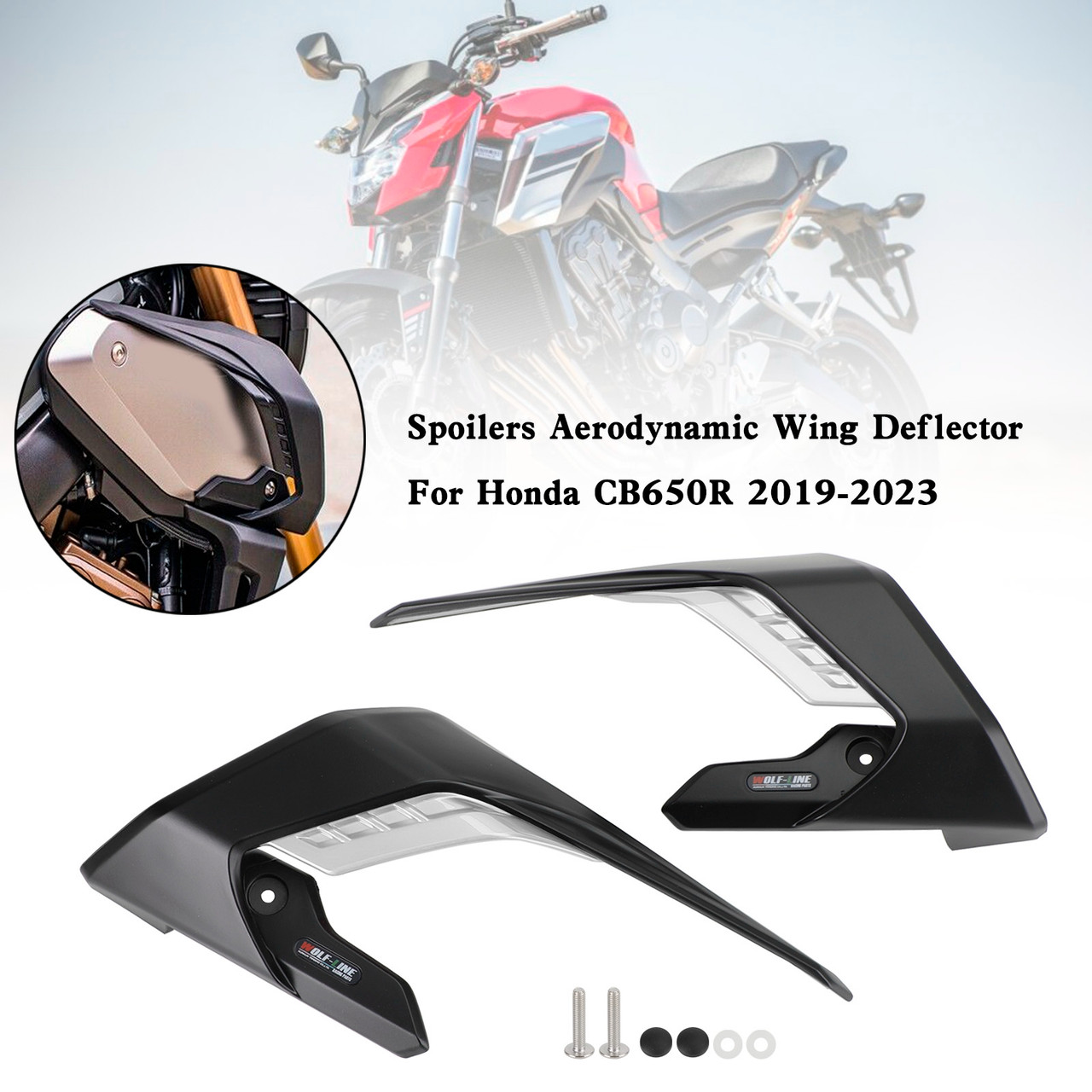 Side Spoilers Aerodynamic Wing Deflector Fairing For Honda CB650R 2019-2023 SIL