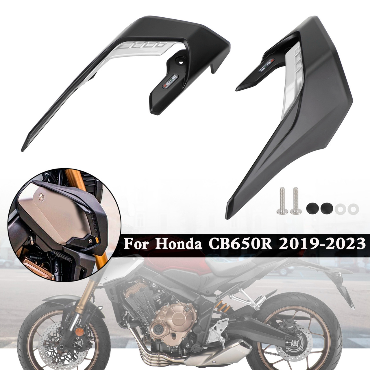 Side Spoilers Aerodynamic Wing Deflector Fairing For Honda CB650R 2019-2023 SIL Side Spoilers Aerodynamic Wing Deflector Fairing For Honda CB650R 2019-2023 SIL