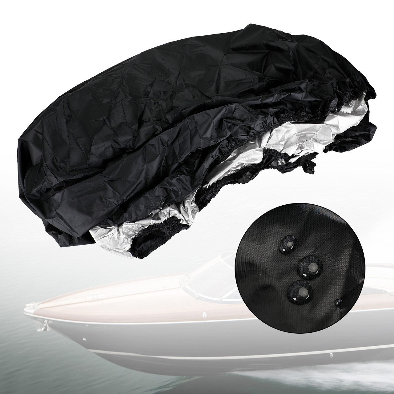 Heavy Duty Boat Cover Waterproof Black For 14-16Ft Fishing Ski Bass Shelter