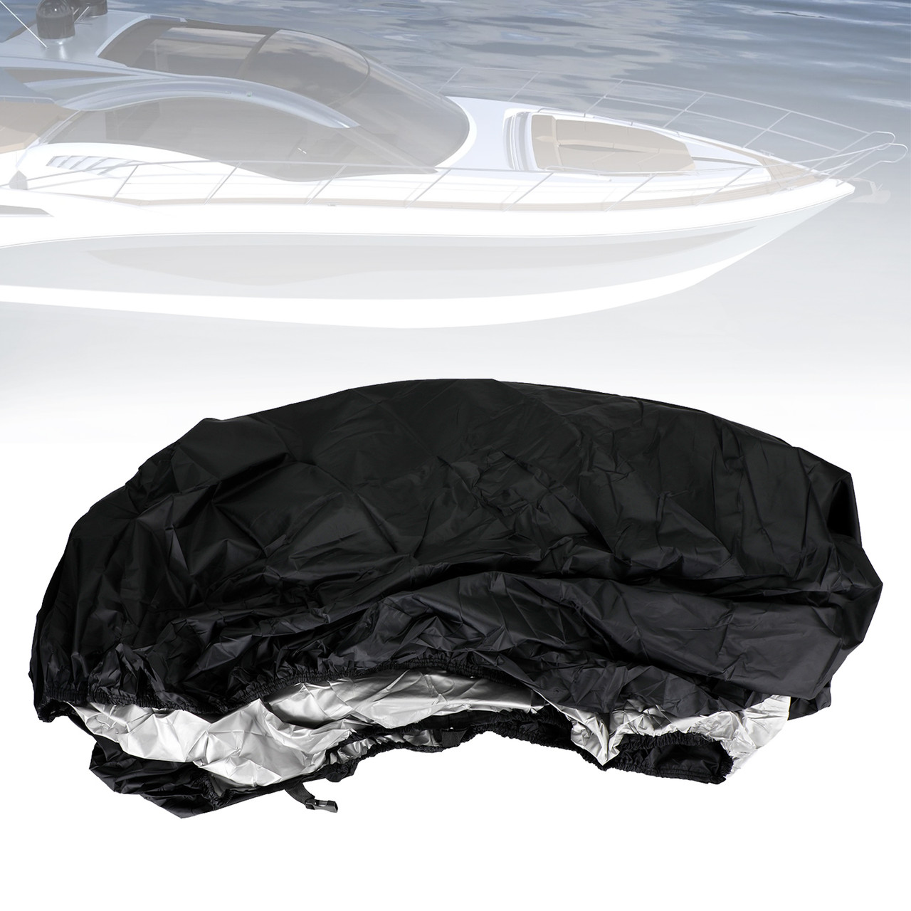 Heavy Duty Boat Cover Waterproof Black For 14-16Ft Fishing Ski Bass Shelter