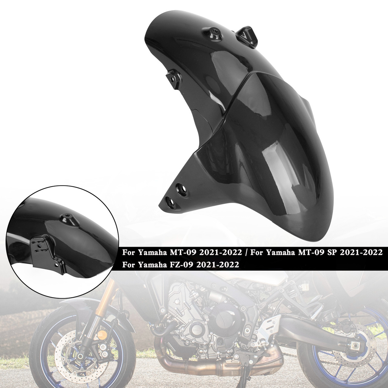 Front Fender Mudguard Fairing For Yamaha MT-09 FZ-09 MT09 SP 2021-2022 BLK