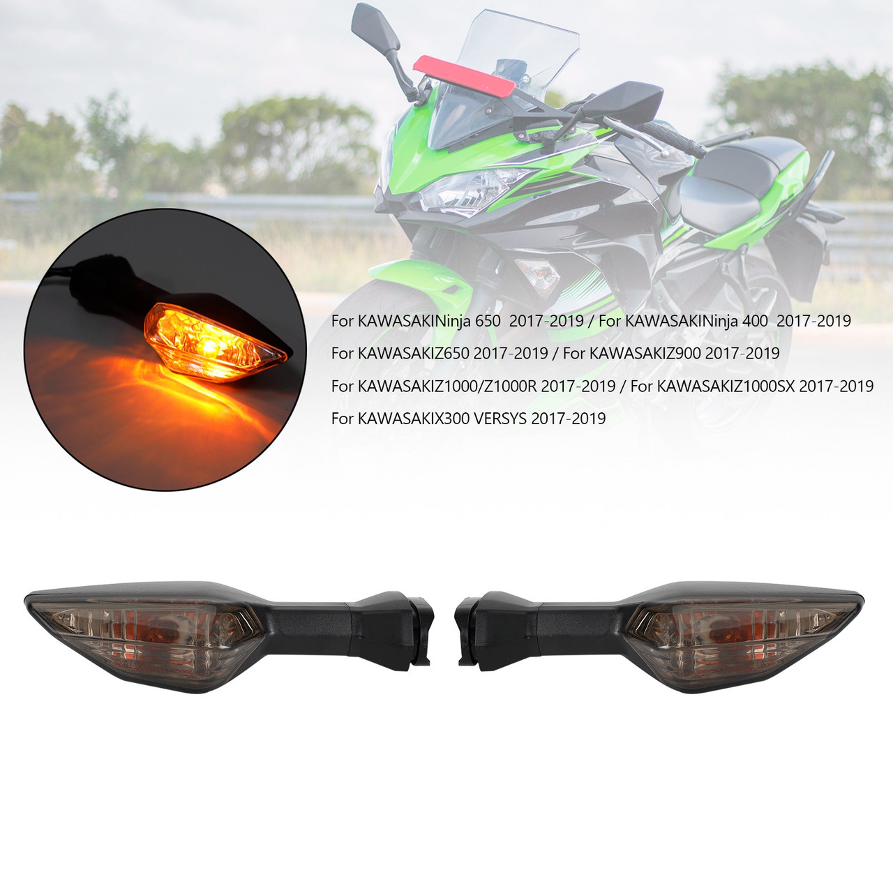 Turn Signal Light Indicator Lamp For Kawasaki Ninja400 Z650 Z900 Z1000 Z1000SX smoke