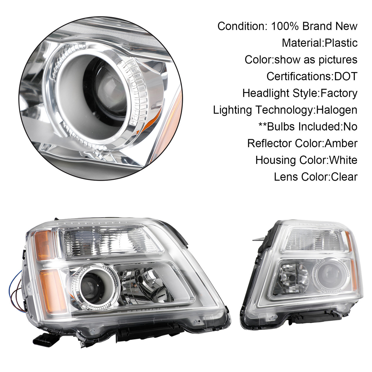 GMC Terrain 2010-2015 Left+Right Projector Headlights Headlamps
