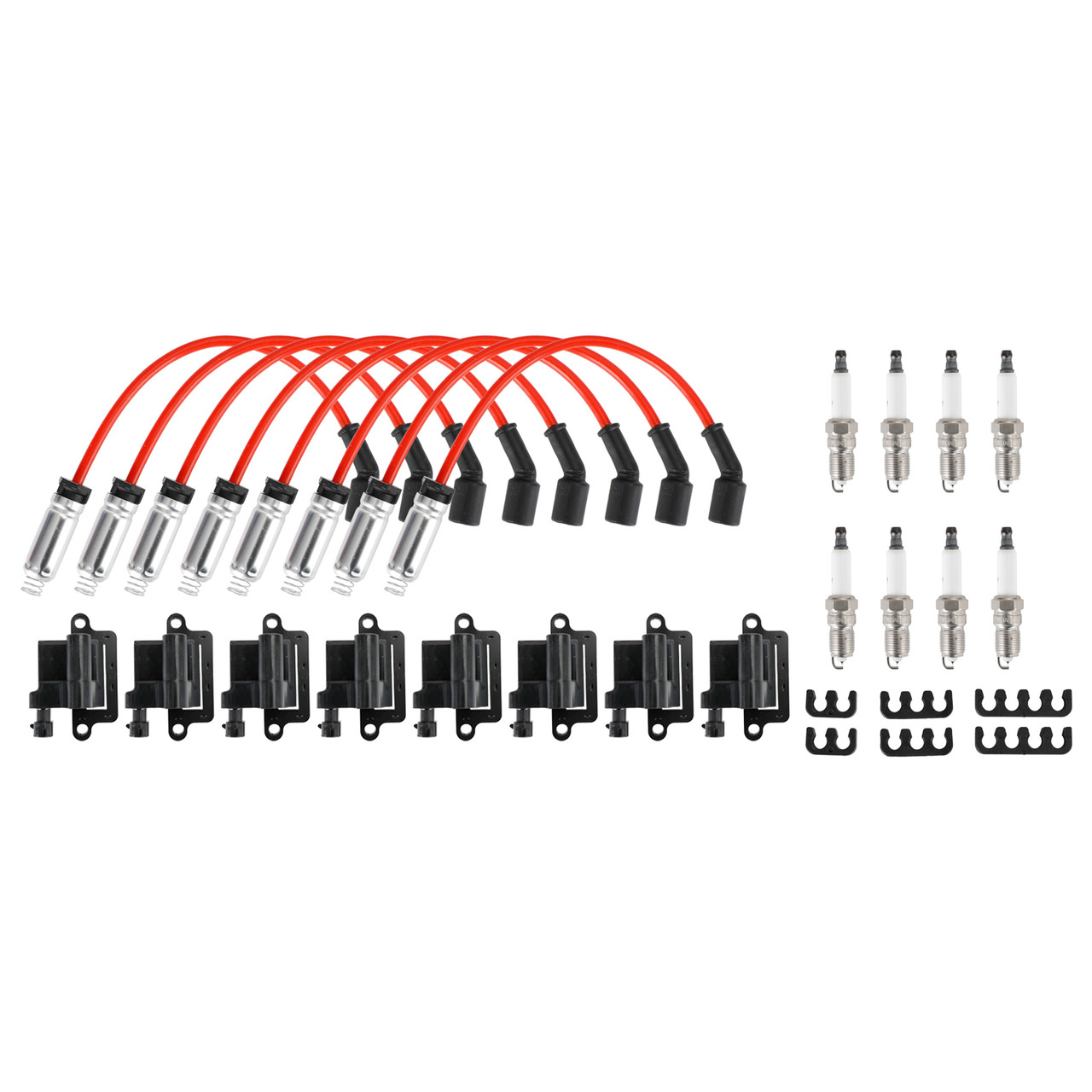 8 Pack Square Ignition Coil & Spark Plug Wire For Chevy GMC 4.8L 5.3L 6.0L 8.1L