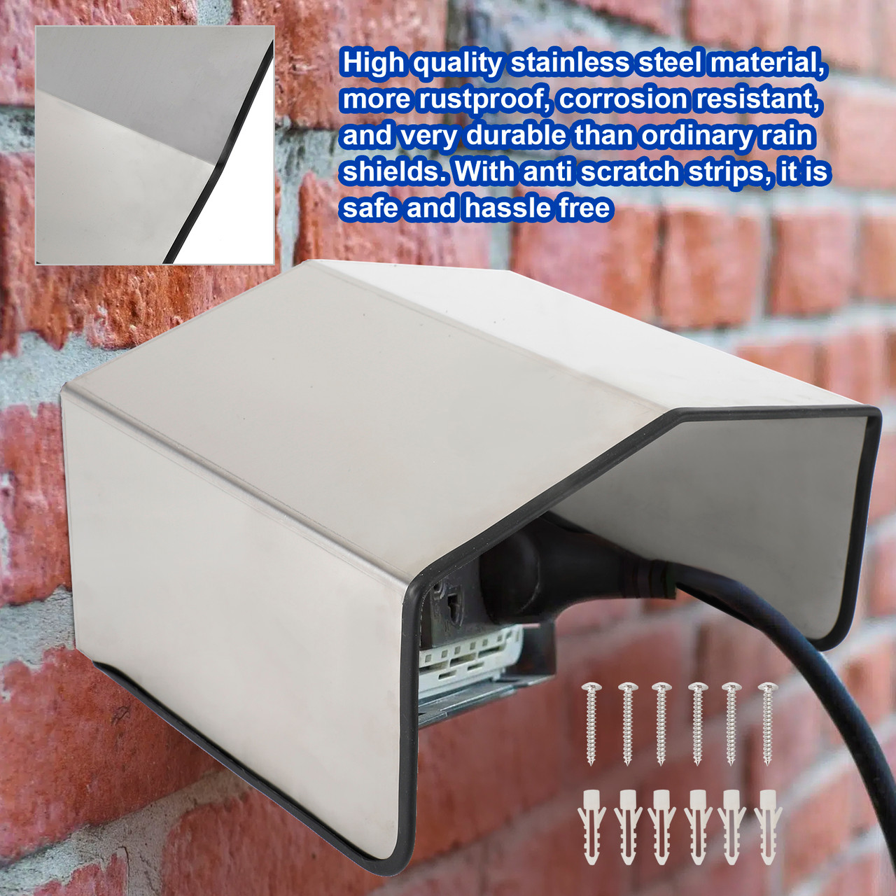 Stainless Steel Weather Protection Box Wall box Rain Cover For Doorbell Socket Intercom System 18 10 10cm