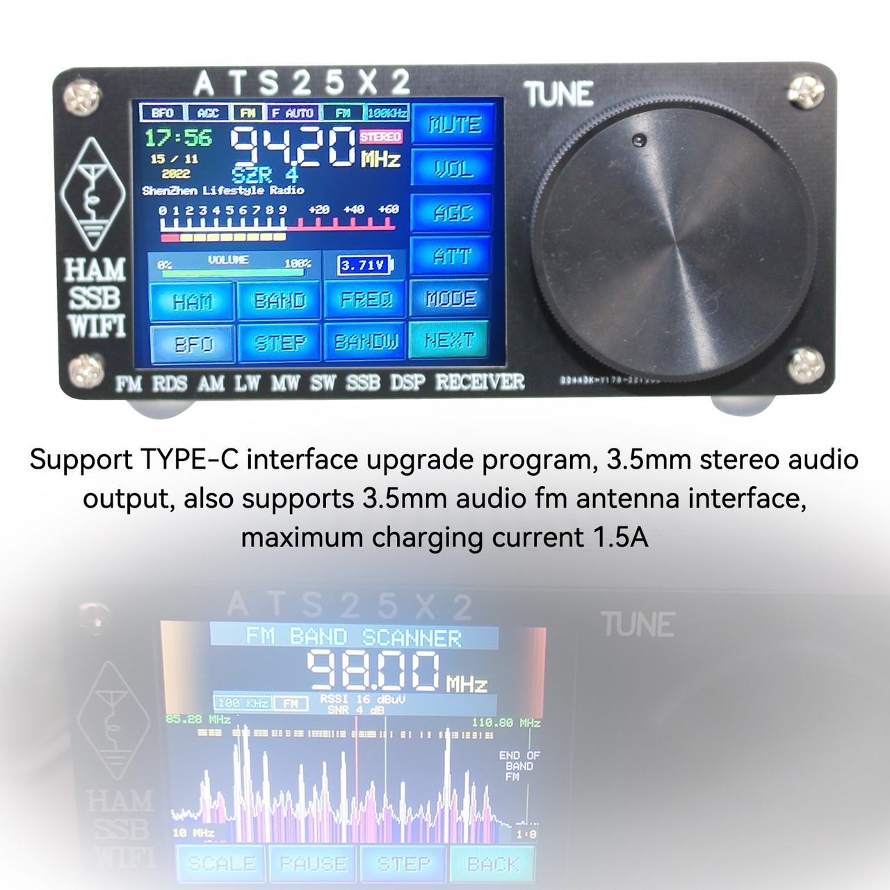 Upgraded ATS-25X2 APP Network WIFI All Band DSP Radio Receiver FM