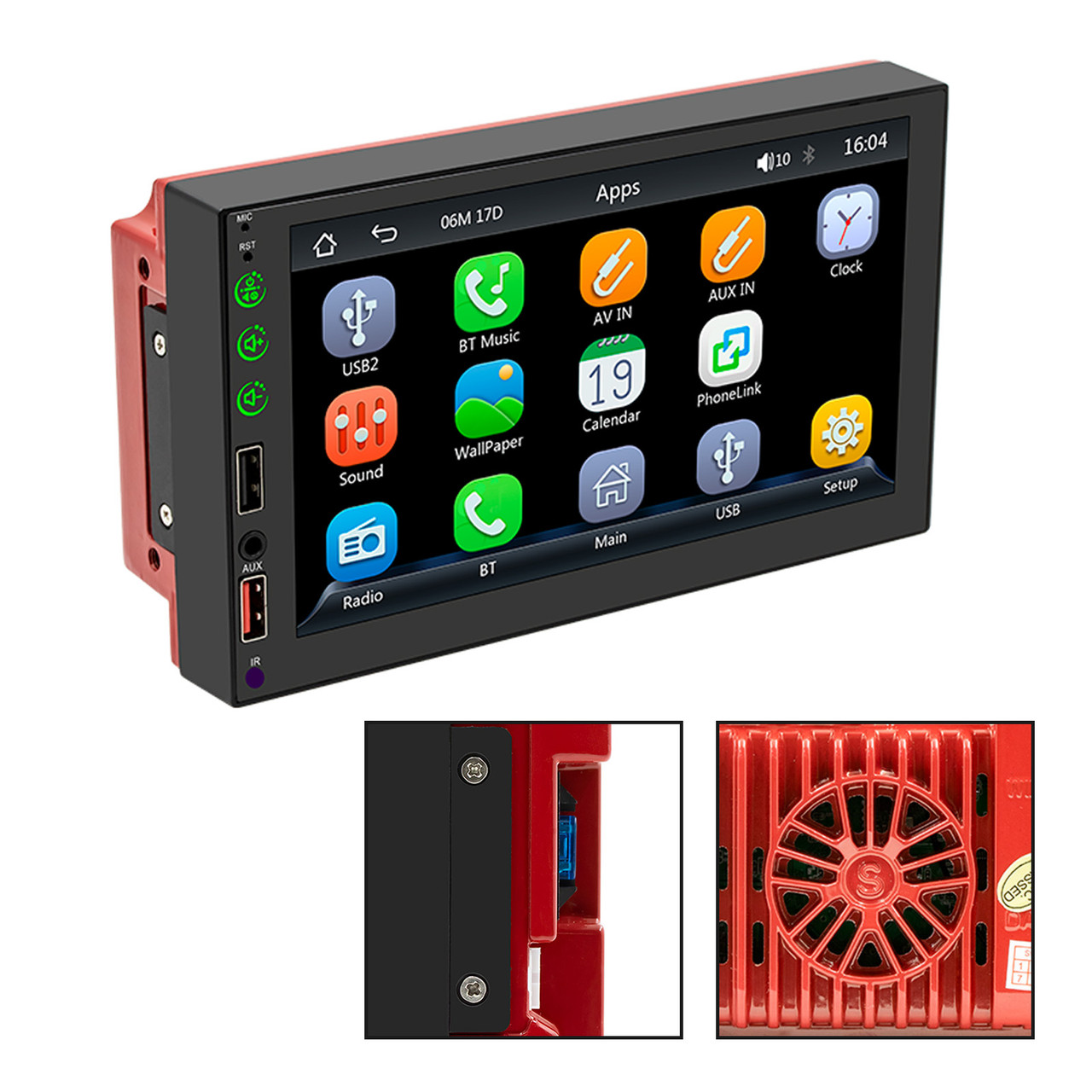 7" Wireless Carplay Bluetooth Stereo Radio FM Car MP5 Player + 4 LED Camera