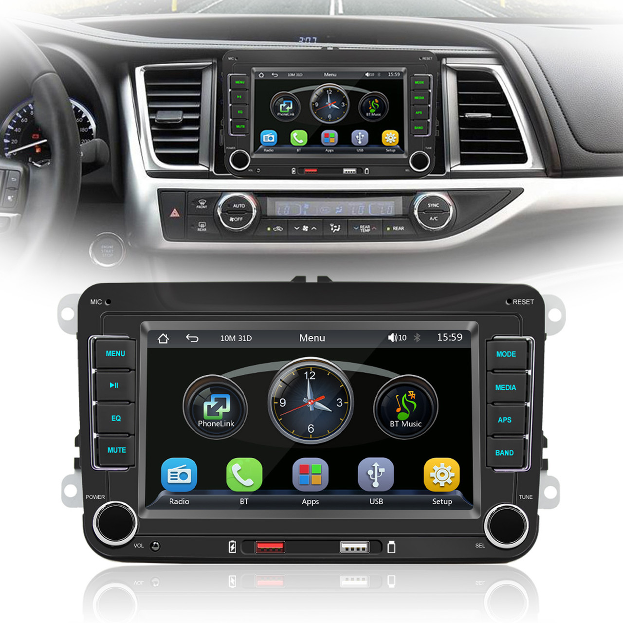 7" Wireless Carplay Bluetooth Stereo Radio FM Car MP5 Player For Volkswagen Cars