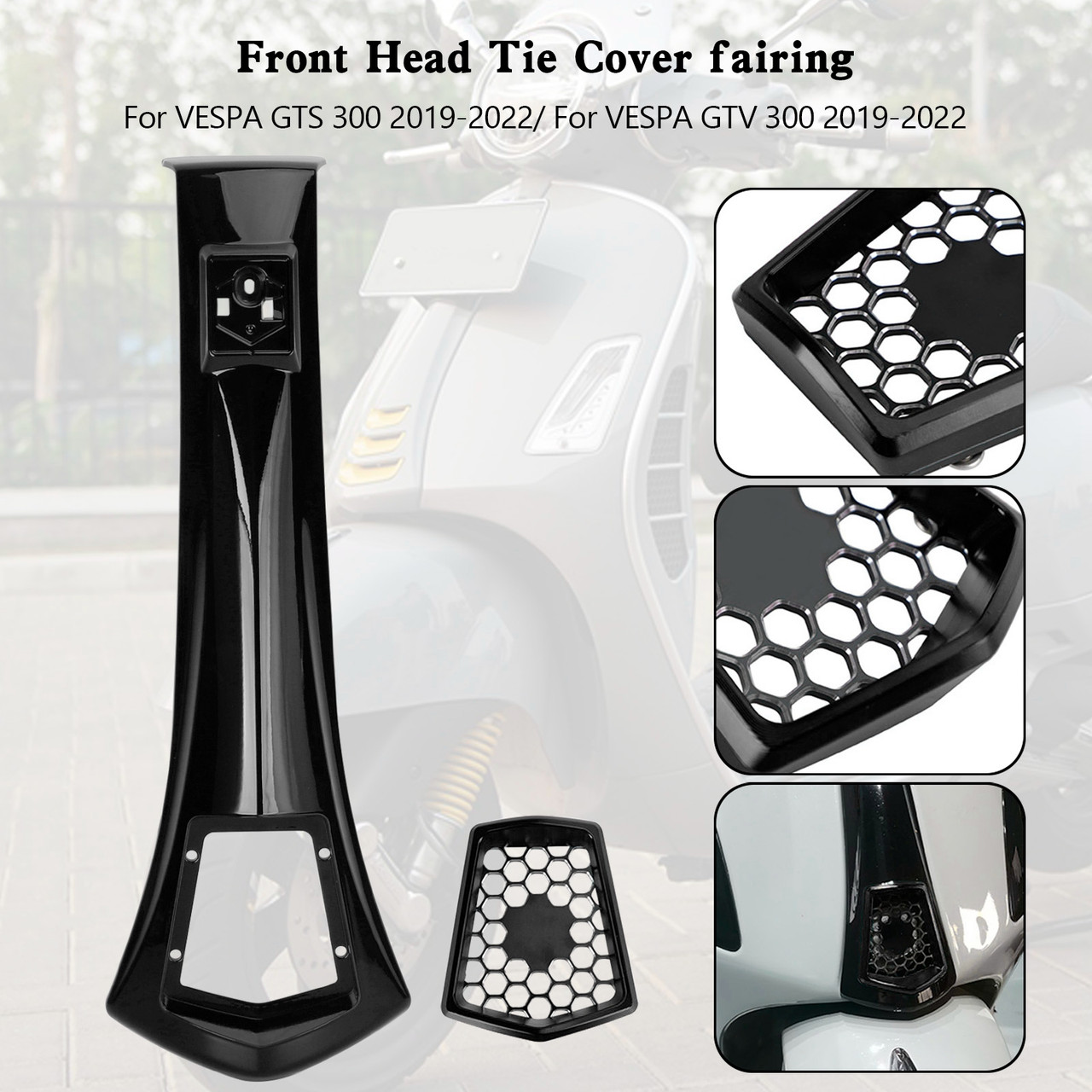 Front Head Cover Horn fairing Tie For VESPA GTS 300 GTV 300 2019-2022 BLK