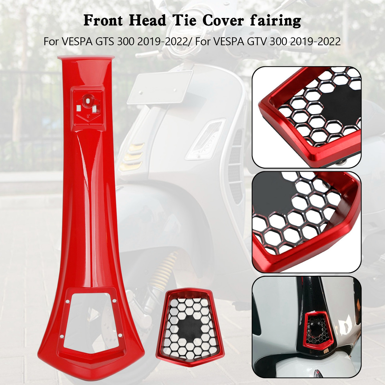 Front Head Cover Horn fairing Tie For VESPA GTS 300 GTV 300 2019-2022 RED