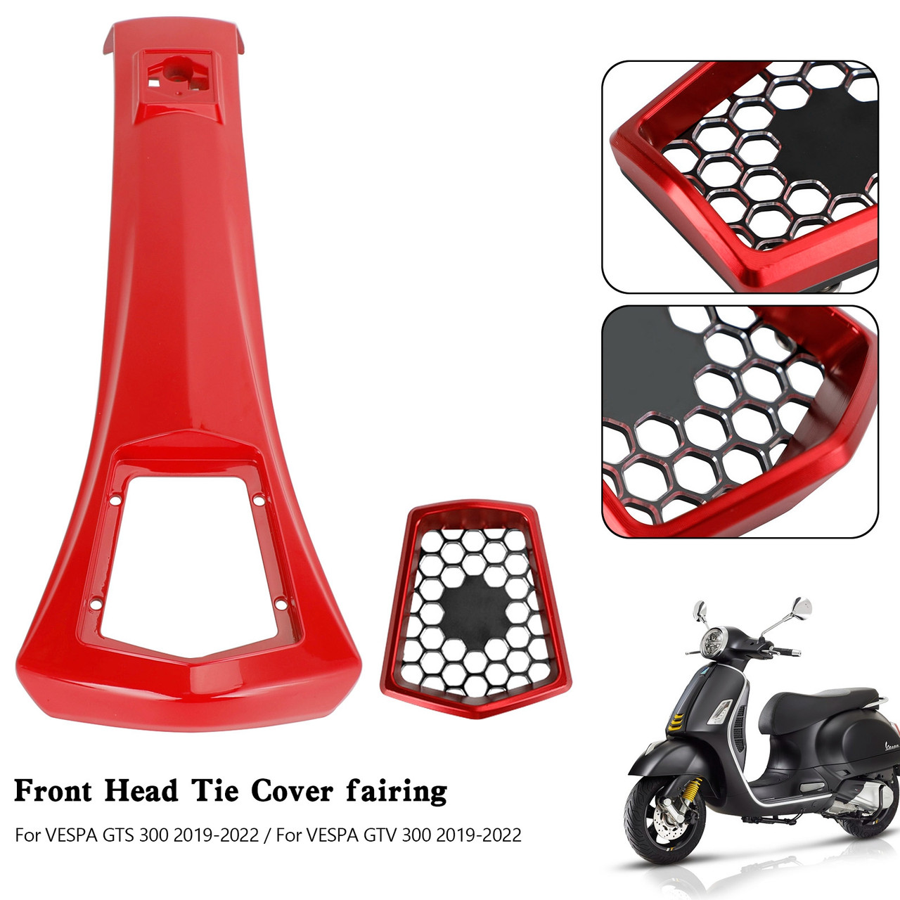 Front Head Cover Horn fairing Tie For VESPA GTS 300 GTV 300 2019-2022 RED