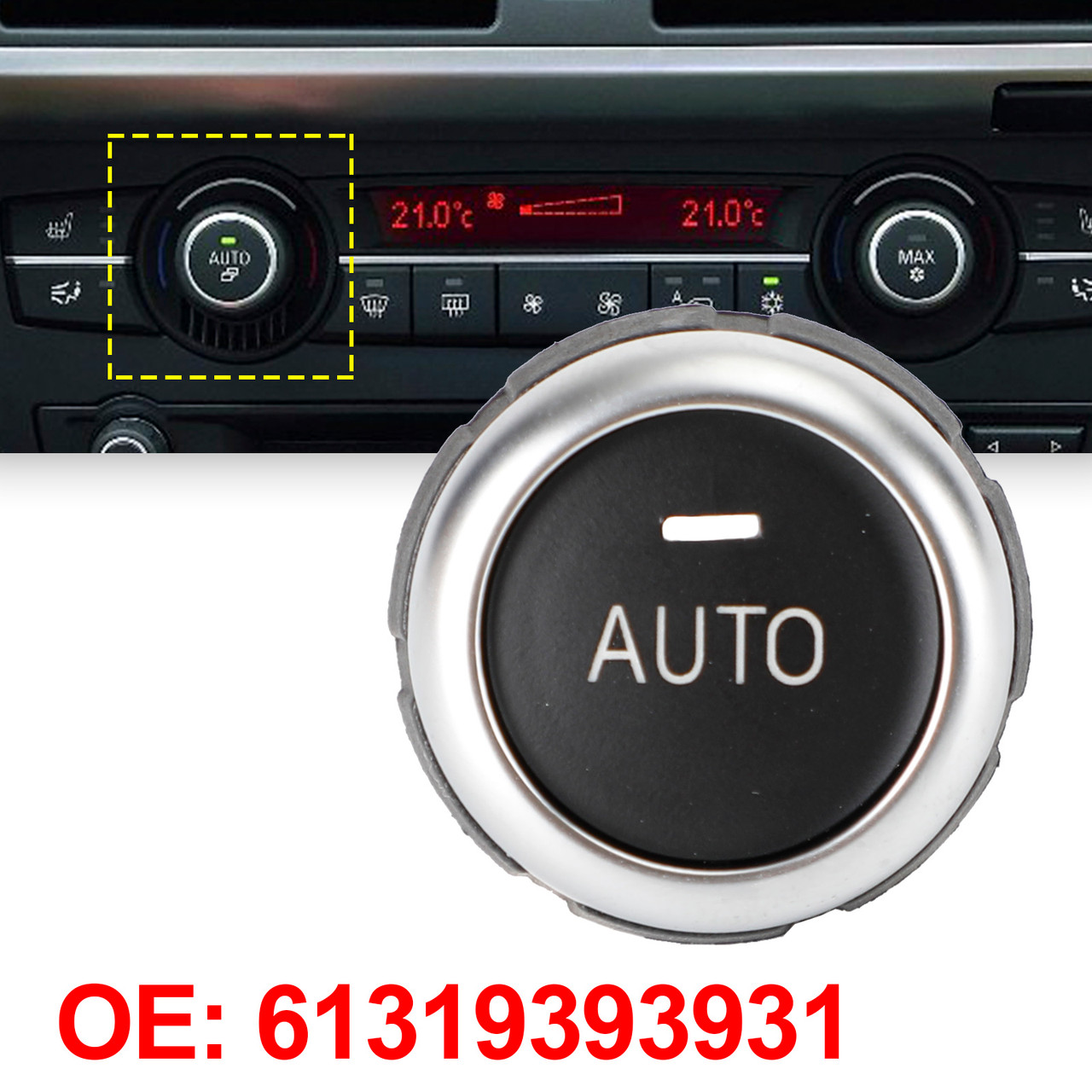 Front/Rear AC Climate Control Knob Button Cover for BMW X5 X6 61319393931