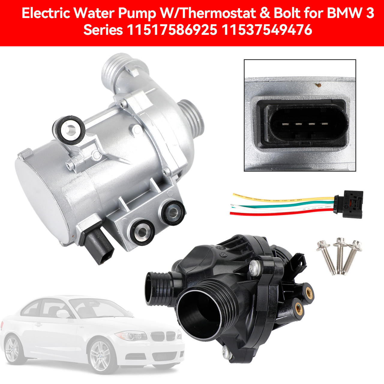 Electric Water Pump W/Thermostat & Bolt for BMW 3 Series