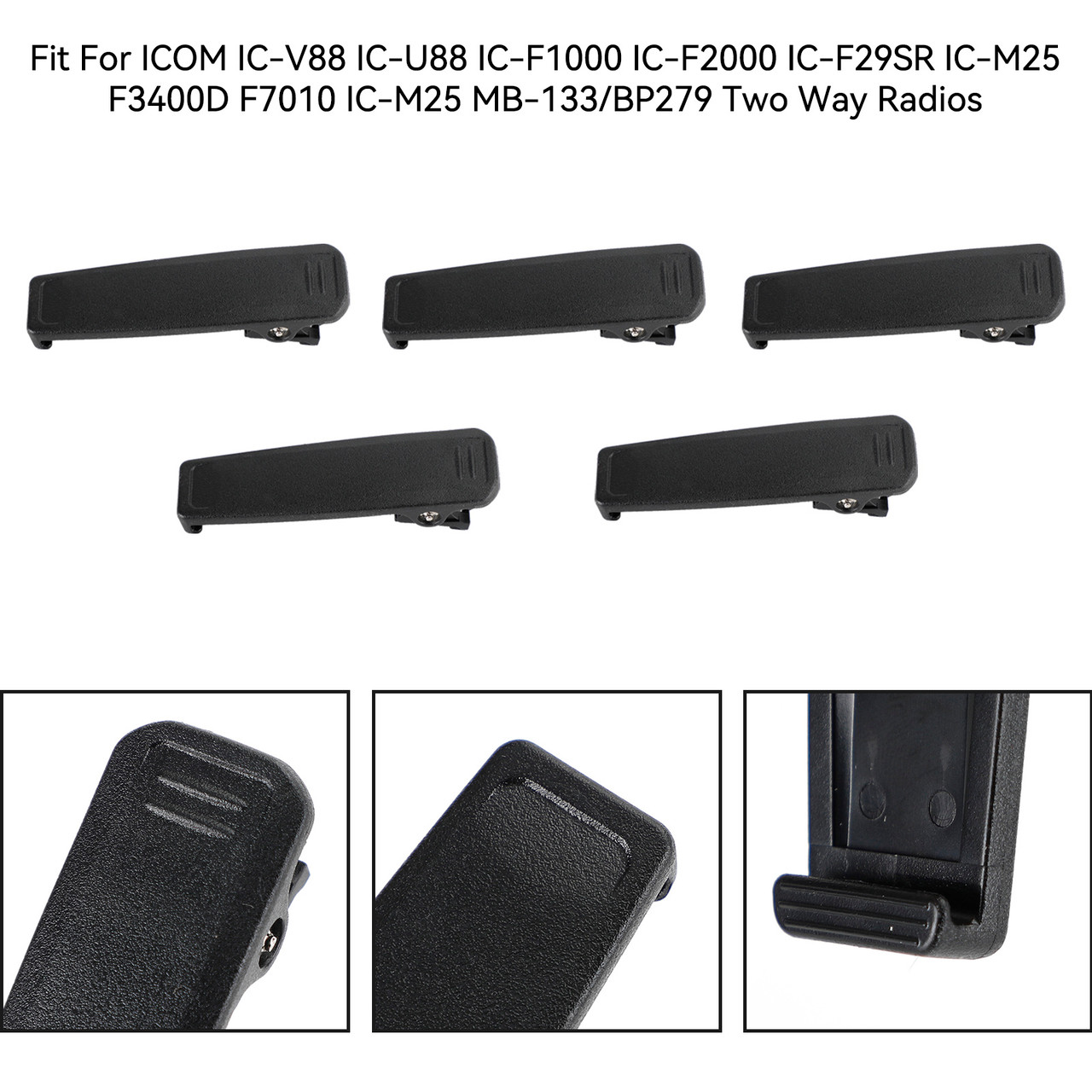 5X Back Pocket Clip Belt Clip Fit For ICOM IC-V88 IC-U88 IC-F1000 Walkie Talkie