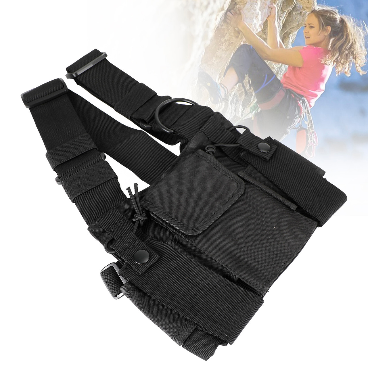 Tactical Multifunctional Chest Harness Bag for Field Operations Radio Black