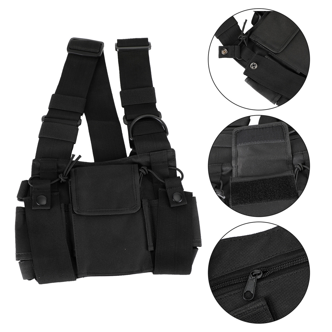 Tactical Multifunctional Chest Harness Bag for Field Operations Radio Black