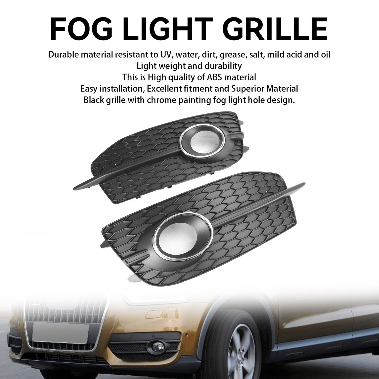 2012-2014 Audi Q3 S-Line 2PCS Bumper Fog Light Grill Grille 8U0807681DSP9