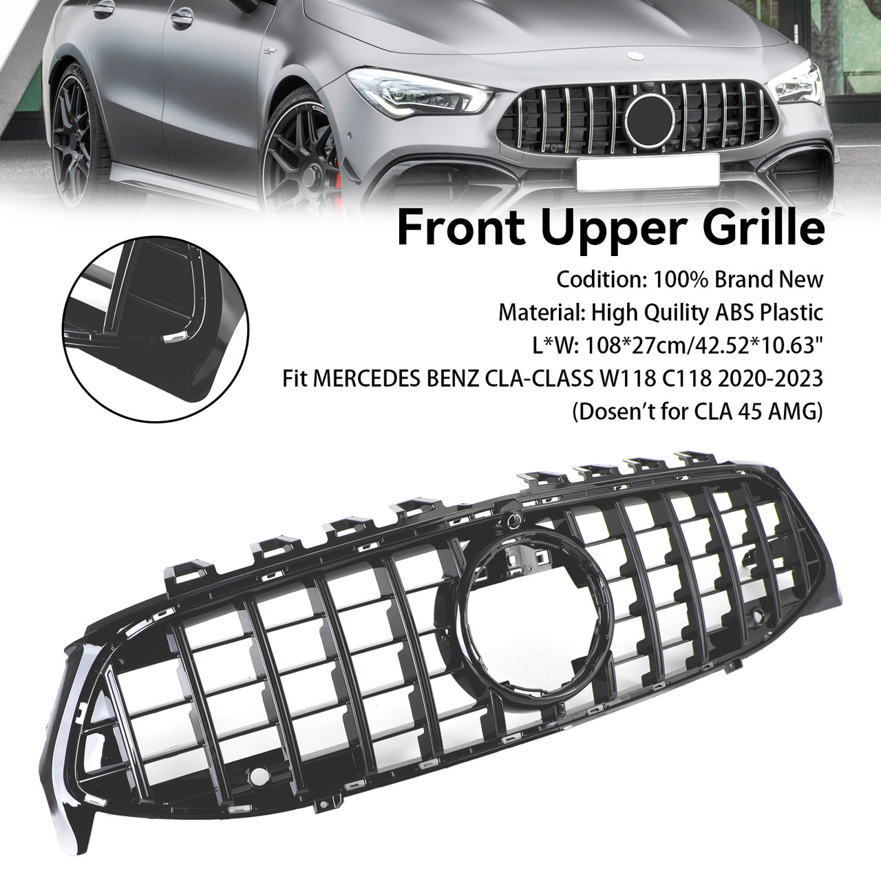 2020-2023 Mercedes CLA Class W118 C118 GTR Front Bumper Grille Grill - Mad  Hornets