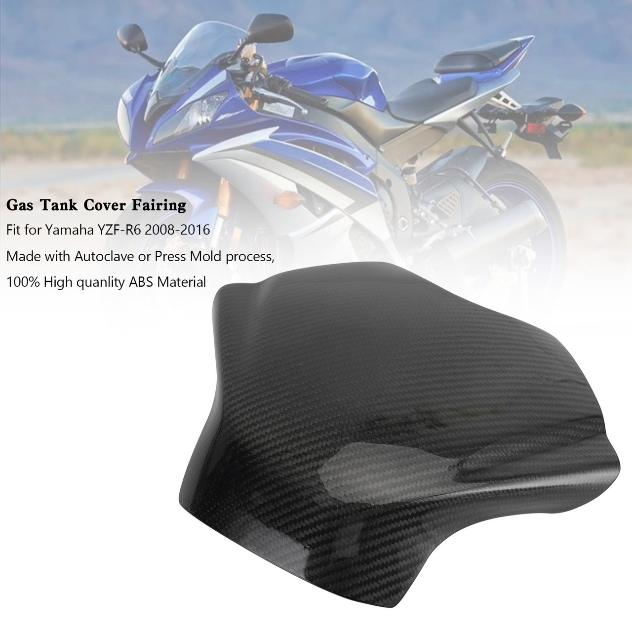 Gas Tank Cover Panel Fairing Protector For Yamaha YZF-R6 2008-2016 Carbon