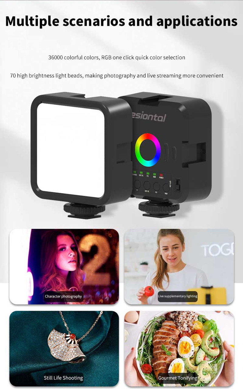 Pocket RGB Full Color 3000-9000K LED Video Light Photography Fill Lamp VLog