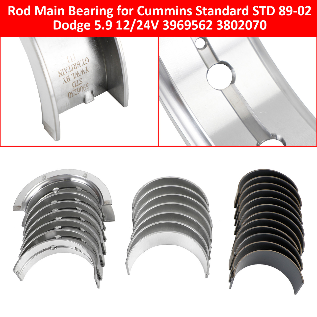 Rod Main Bearing Cummins Standard STD 89-02 Dodge 5.9 12/24V 3969562 3802070