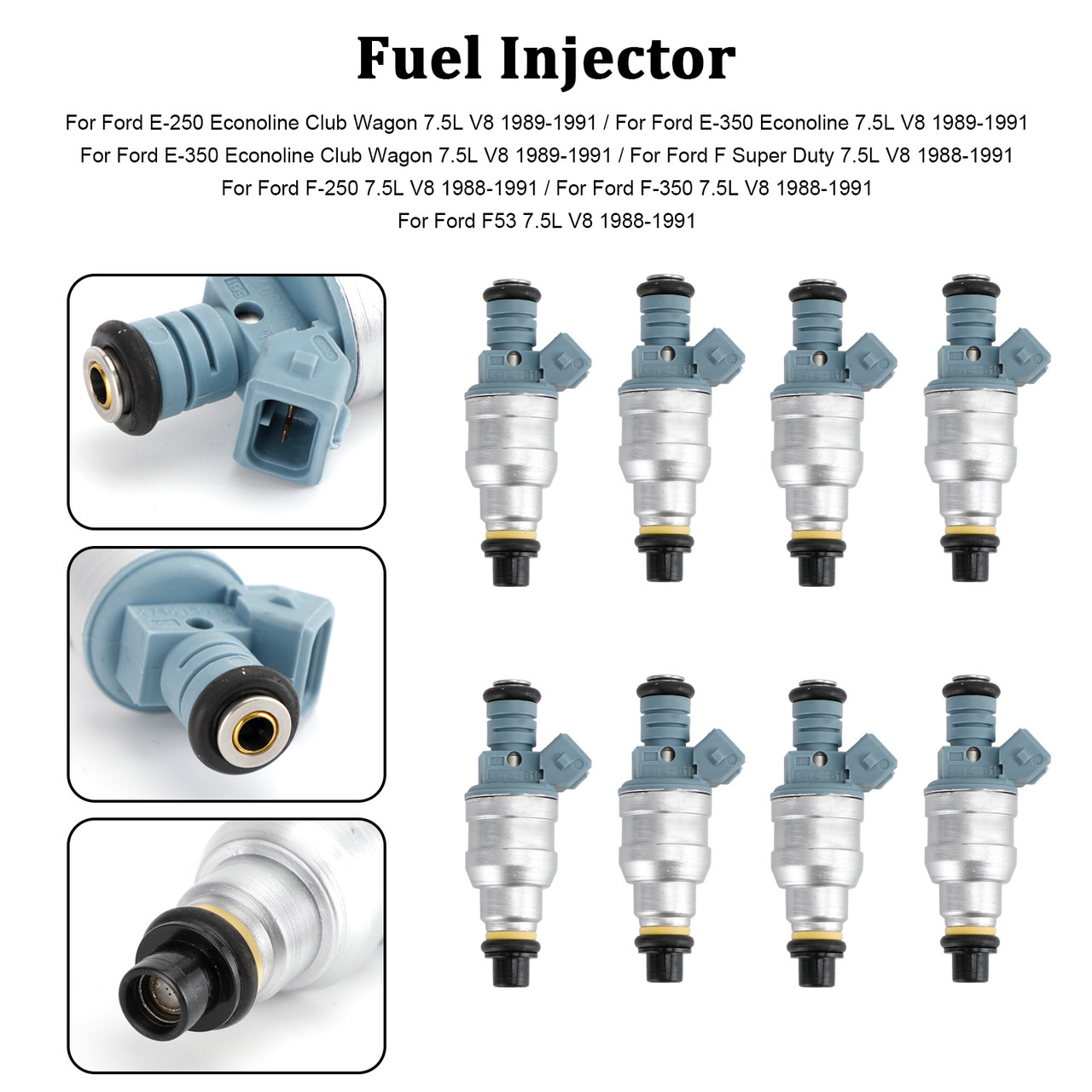 8PCS Fuel Injectors 0280150759 Fit Ford E-250 E-350 7.5L V8 1988-1991 822-11120